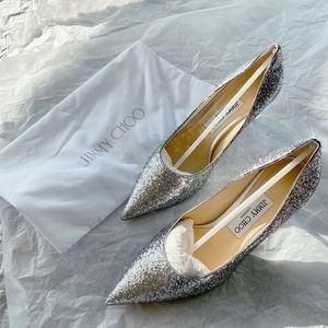 *New* JIMMY CHOO Silver Coarse Glitter